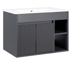 Mueble vanitorio Lille dark grey texturado + cubierta 71x46.5 cm