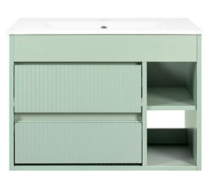 Mueble vanitorio Paris sage green texturado + cubierta 71x46.5 cm