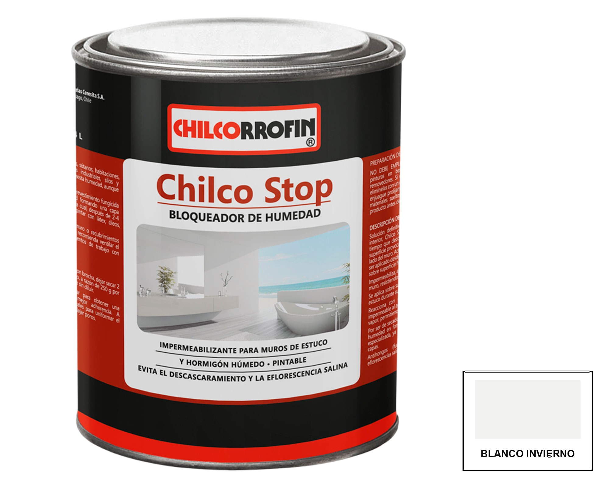Impermeabilizante 1 kg Chilco Stop blanco invierno satín Chilcorrofin