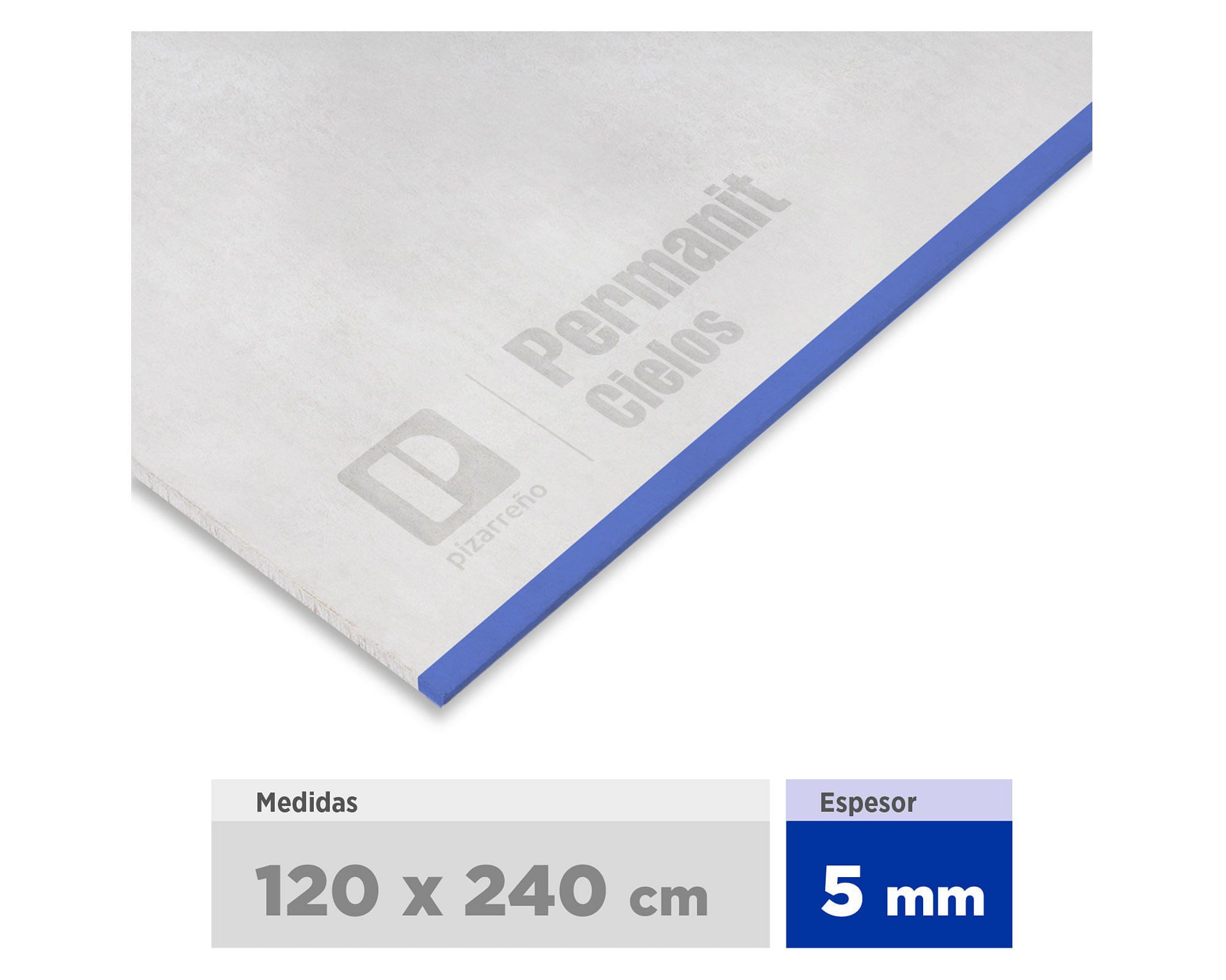 Plancha fibrocemento 5x1200x2400 mm Permanit cielo Pizarreño