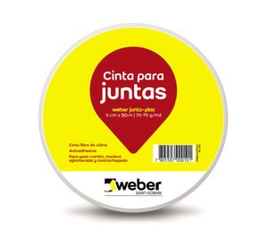 Cinta para juntas yeso cartón 5 cm x 90 m Weber.