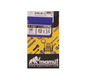 Autoperforante hexagonal sin golilla #10x3/4'' 100 unidades Mamut