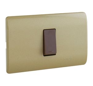 Placa armada interruptor 16A 9/12 Génesis dorado Schneider