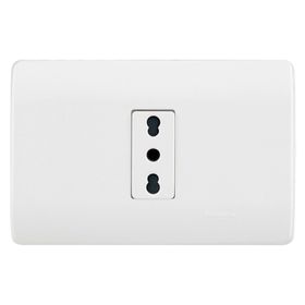 Placa armada tomacorriente 10/16A 2P+T Génesis blanco Schneider