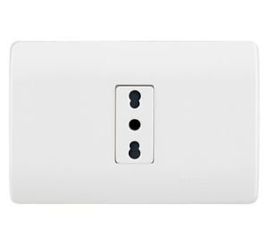 Placa armada tomacorriente 10/16A 2P+T Génesis blanco Schneider