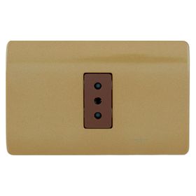 Placa armada tomacorriente 10A 2P+T Génesis dorado Schneider
