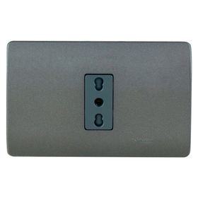 Placa armada tomacorriente 10/16A 2P+T Génesis humo Schneider