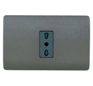 Placa armada tomacorriente 10/16A 2P+T Génesis humo Schneider
