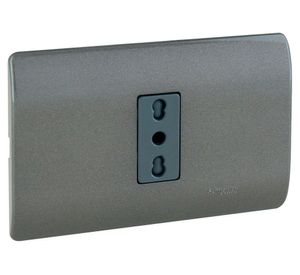 Placa armada tomacorriente 10/16A 2P+T Génesis humo Schneider