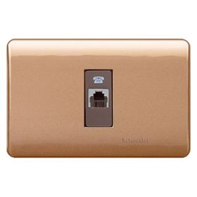 Placa armada toma RJ11 Génesis dorado Schneider