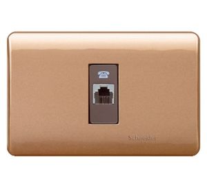 Placa armada toma RJ11 Génesis dorado Schneider