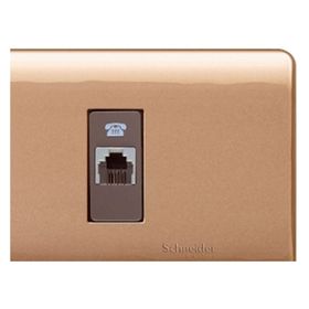 Placa armada toma RJ11 Génesis dorado Schneider