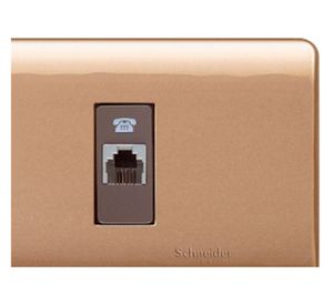 Placa armada toma RJ11 Génesis dorado Schneider