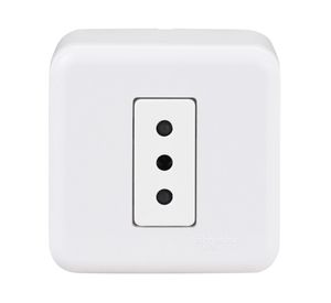Casquete tomacorriente simple 10A 2P+T Génesis blanco Schneider