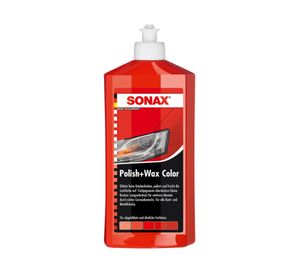 Cera auto 500 ml Polish&wax color rojo Sonax