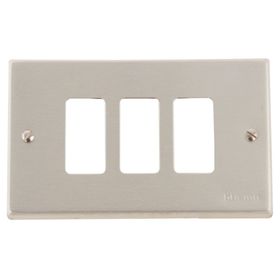 Placa 3 puestos aluminio oxidal Bticino