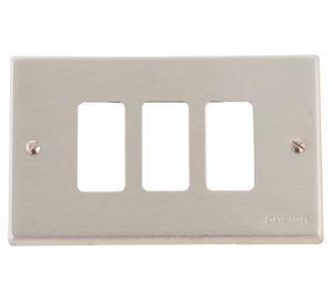 Placa 3 puestos aluminio oxidal Bticino