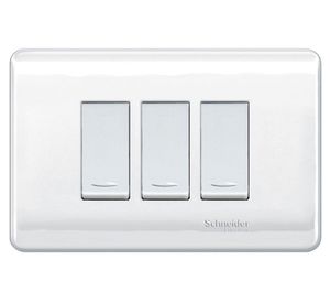 Placa armada interruptor triple 16A 9/12 Génesis blanco Schneider