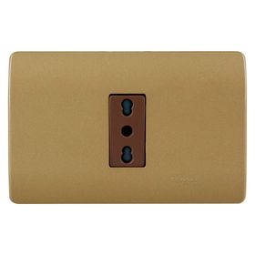 Placa armada tomacorriente 10/16A 2P+T Génesis dorado Schneider