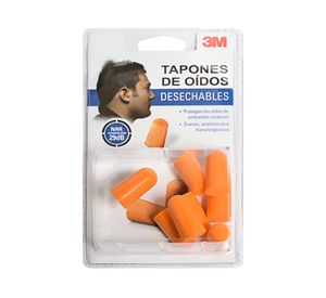 Tapón auditivo desechable naranjo 4 pares