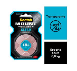Cinta montaje doble faz Transparente 2.54 cm x 1.52 m