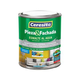 Esmalte al agua 1/4 galón pieza&fachada blanco satín ceresita