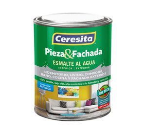 Esmalte al agua 1/4 galón pieza&fachada blanco satín ceresita