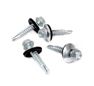 Tornillo autoperforante hexagonal con golilla y goma N°12 x 1'' 100 unidades Imporper