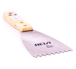 Espátula de acero 100 mm dentada Hela