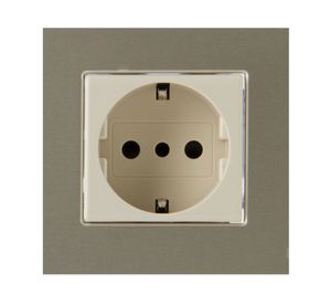 Enchufe hembra schuko embutido 10/16 amp aluminio Bticino