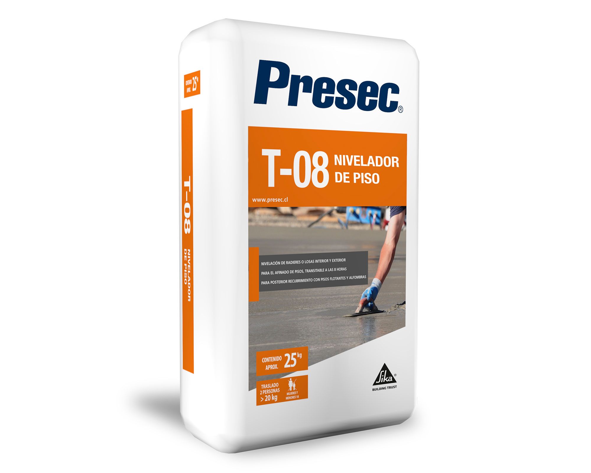 Mortero nivelador de piso rápido 25 kg T-08 Presec.