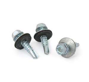 Tornillo autoperforante hexagonal 12x1’’zincado brillante con golilla 300unidades Mamut