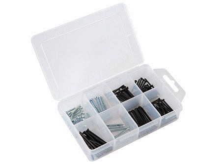Caja plástica con 8 divisiones. clavos de acero aleado Mamut