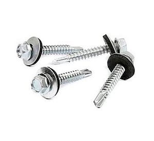 Tornillo autoperforante hexagonal con golilla y goma N°12 x 1'' Balde 300 unidades Imporper