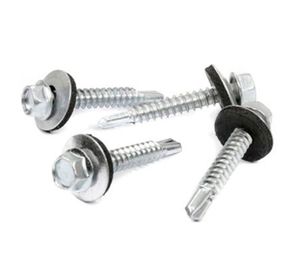 Tornillo autoperforante hexagonal N°12 x 3/4''con golilla y goma Balde 300 unidades Imporper