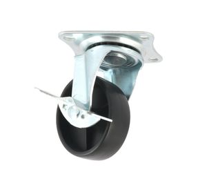 Rueda metálica 50 mm con placa y freno zincado Gvm