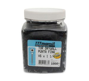 Tornillo volcanita 6 x 1 1/4 balde 1000 unidades+punta philips 2 Imporper