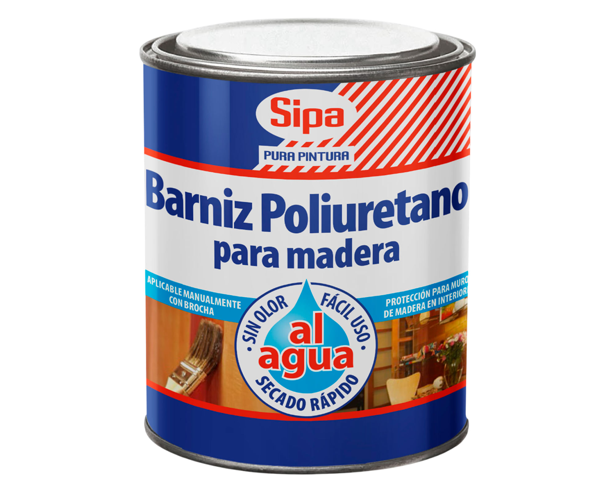 Barniz al Agua Poliuretano Transparente Semi Brillante Sipa 800 ml