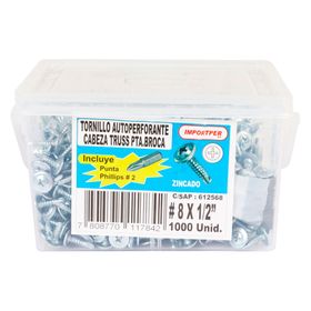 Tornillo autoperforante #8x1/2'' punta broca Truss 1000 unidades Imporper