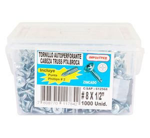 Tornillo autoperforante #8x1/2'' punta broca Truss 1000 unidades Imporper