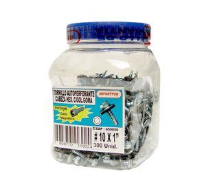 Tornillo autoperforante hexagonal c/g/goma 10x1 bal+da 300u Imporper