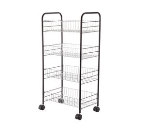 Carro 40.5 x 25 x 82 cm 4 canastos fijos acero cromado Cotidiana