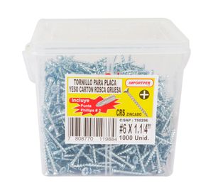 Tornillo Volcanita #6x1 1/4'' 1000 unidades Imporper