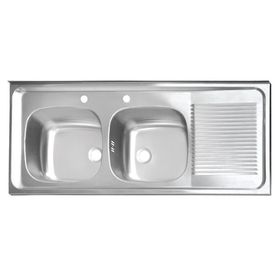 Lavaplatos doble sobreponer 120x50 cm izquierda inox Splendid