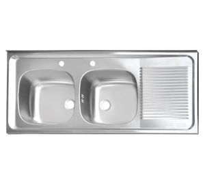 Lavaplatos doble sobreponer 120x50 cm izquierda inox Splendid