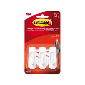 Gancho uso general Pequeño 3 unidades blanco Command