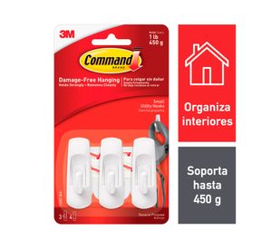 Gancho uso general Pequeño 3 unidades blanco Command