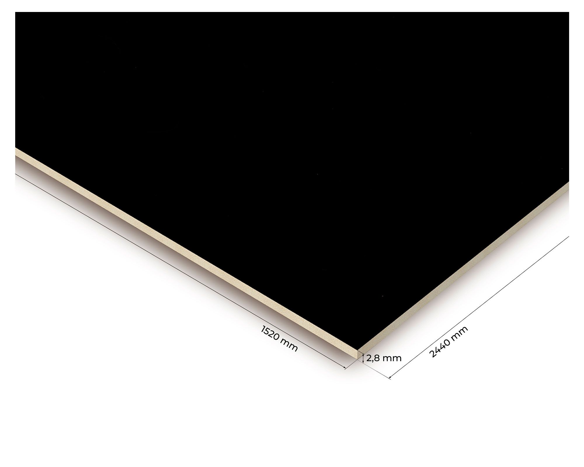 Tablero MDF durolac 2.8x1520x2440 mm negro