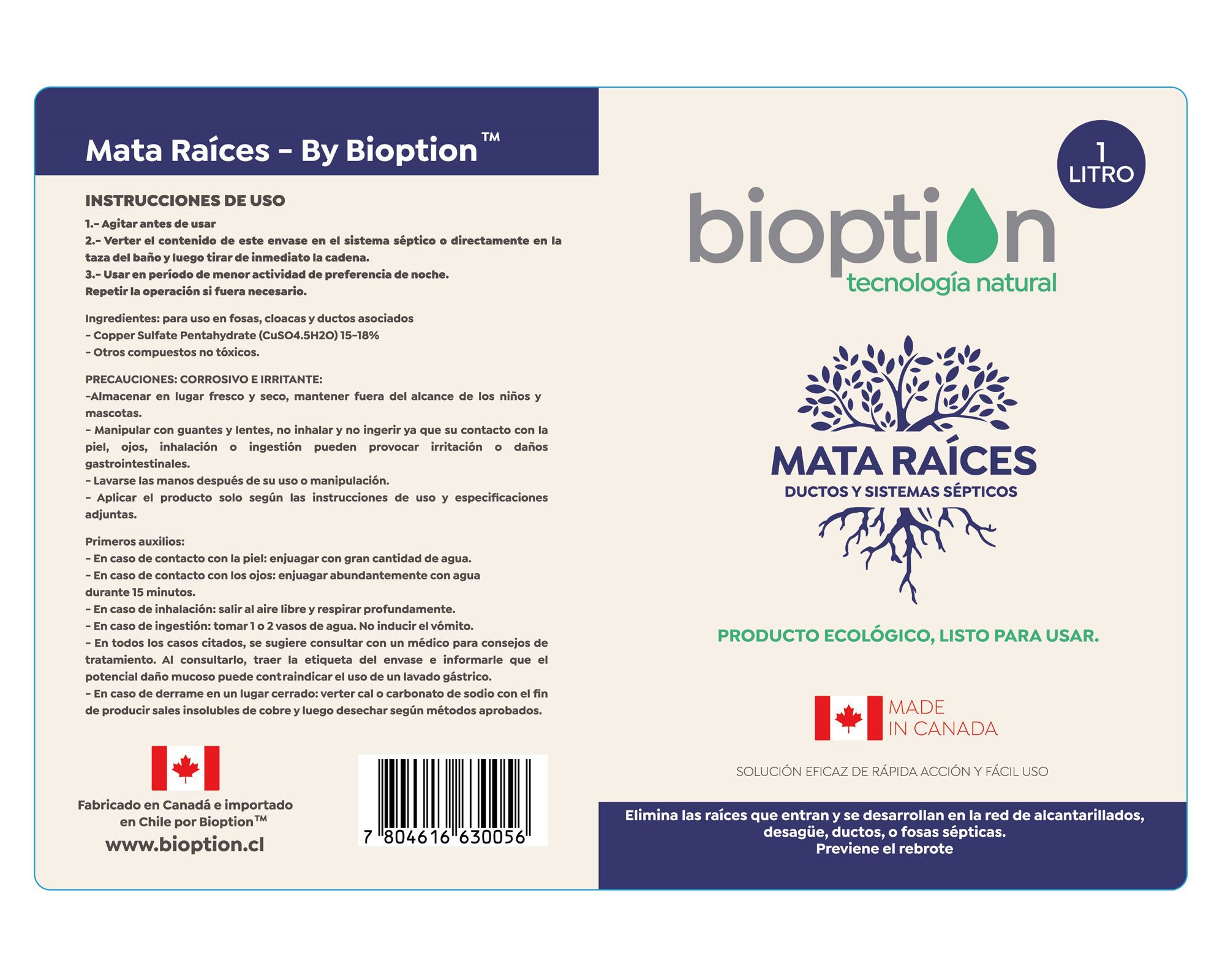 Mata Raíces Líquido 1 Litro Bioption
