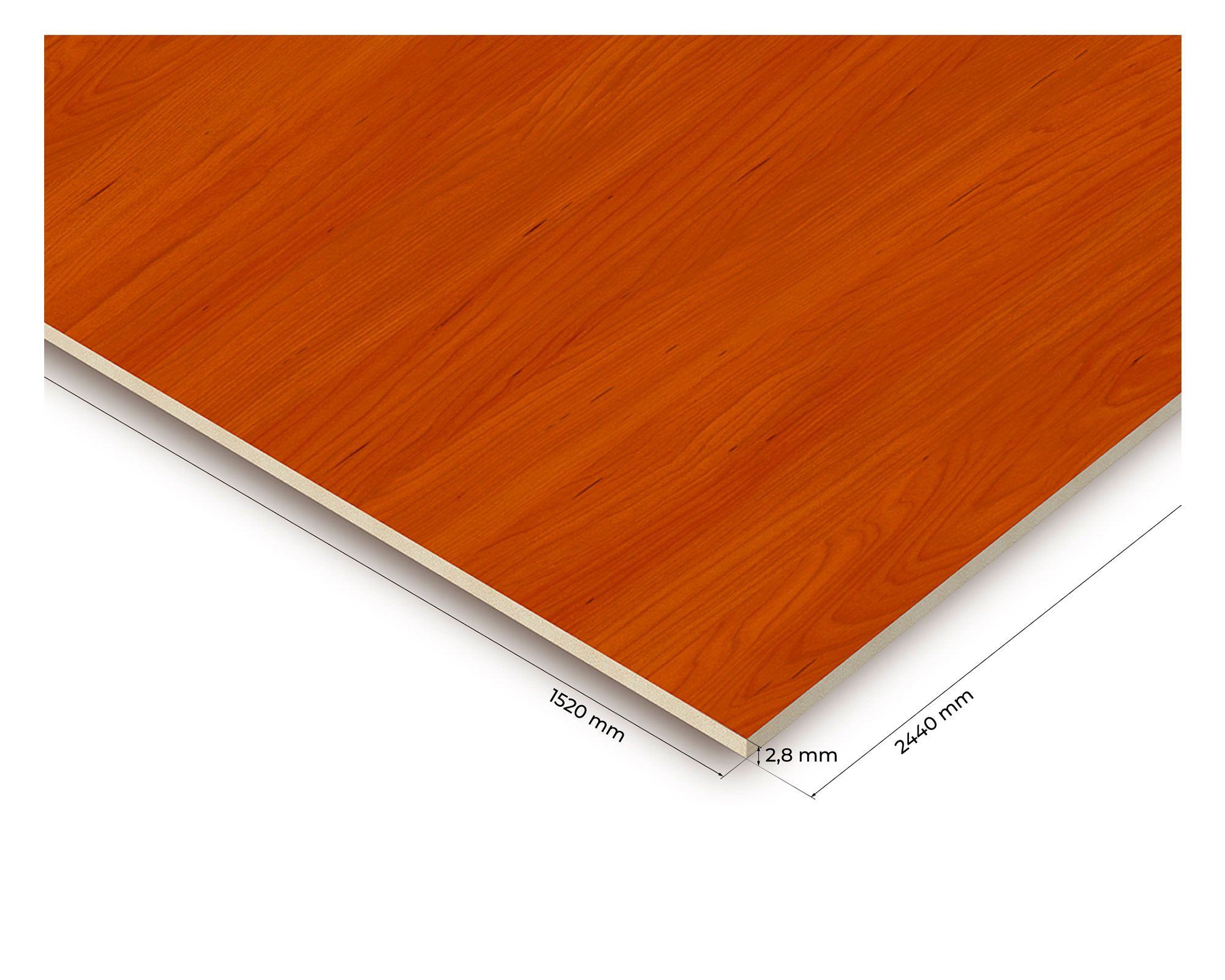 Tablero MDF durolac 2.8x1520x2440 mm peral
